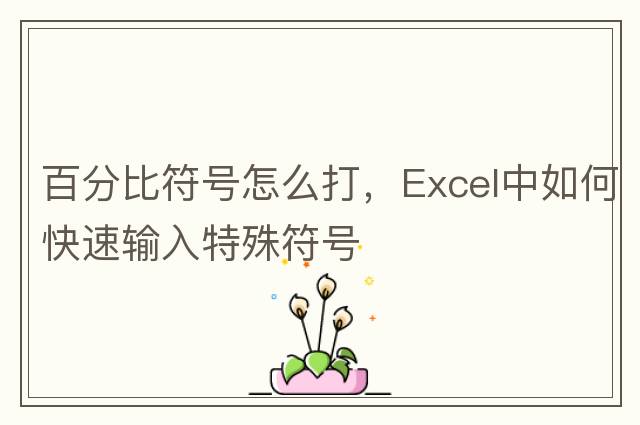 百分比符號怎么打，Excel中如何快速輸入特殊符號