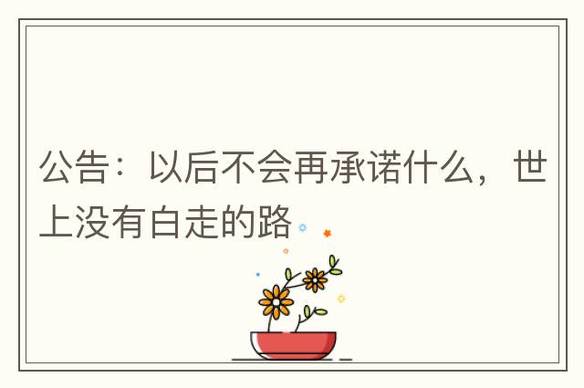 公告：以后不會再承諾什么，世上沒有白走的路