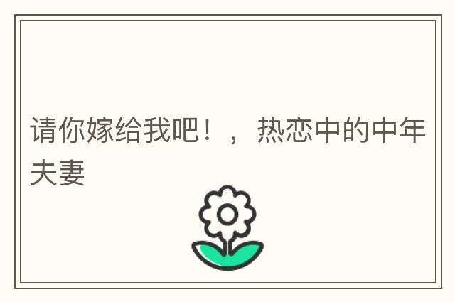 請你嫁給我吧！，熱戀中的中年夫妻