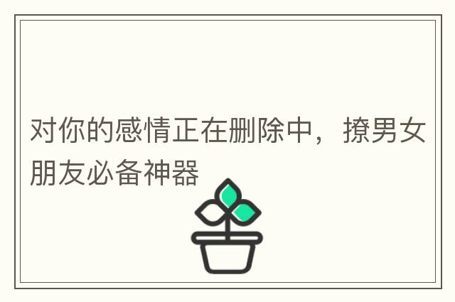 對(duì)你的感情正在刪除中，撩男女朋友必備神器