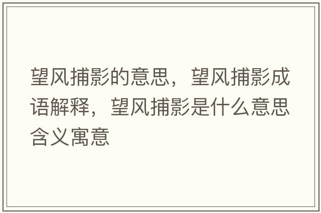 望風(fēng)捕影的意思，望風(fēng)捕影成語解釋，望風(fēng)捕影是什么意思含義寓意