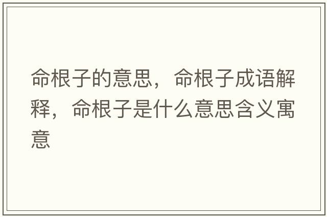 命根子的意思，命根子成語解釋，命根子是什么意思含義寓意