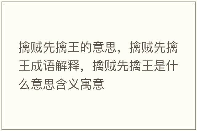 擒賊先擒王的意思，擒賊先擒王成語解釋，擒賊先擒王是什么意思含義寓意