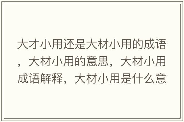 大才小用還是大材小用的成語，大材小用的意思，大材小用成語解釋，大材小用是什么意思含義寓意