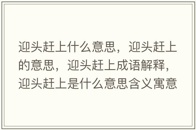 迎頭趕上什么意思，迎頭趕上的意思，迎頭趕上成語解釋，迎頭趕上是什么意思含義寓意