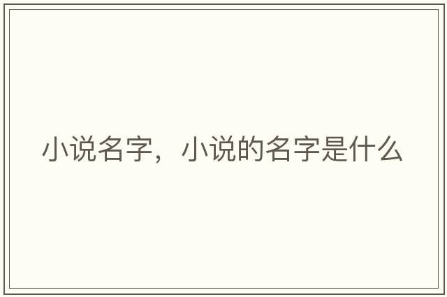 小說名字，小說的名字是什么