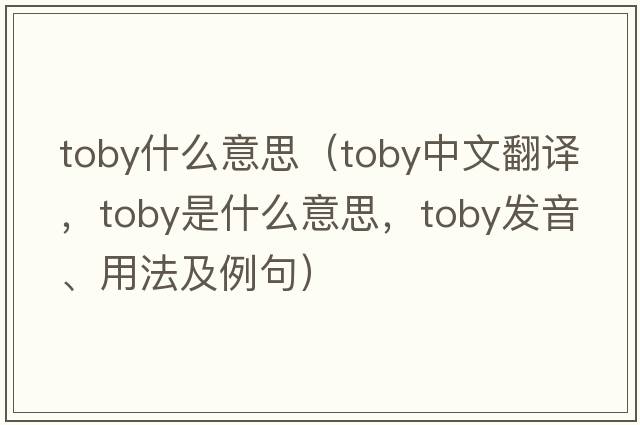 toby什么意思（toby中文翻譯，toby是什么意思，toby發(fā)音、用法及例句）