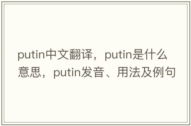 Putin中文翻譯，Putin是什么意思，Putin發(fā)音、用法及例句