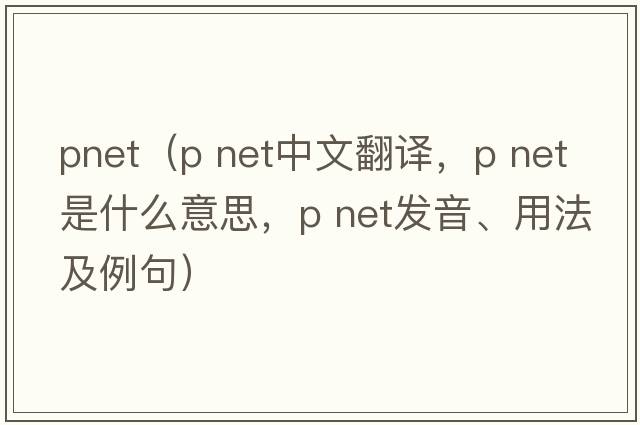 pnet（p net中文翻譯，p net是什么意思，p net發(fā)音、用法及例句）