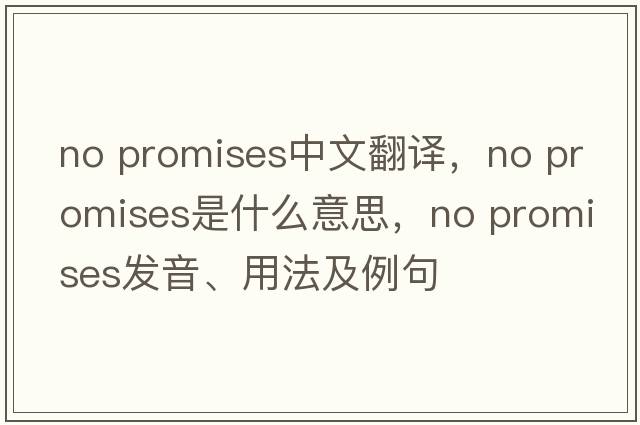 no promises中文翻譯，no promises是什么意思，no promises發(fā)音、用法及例句