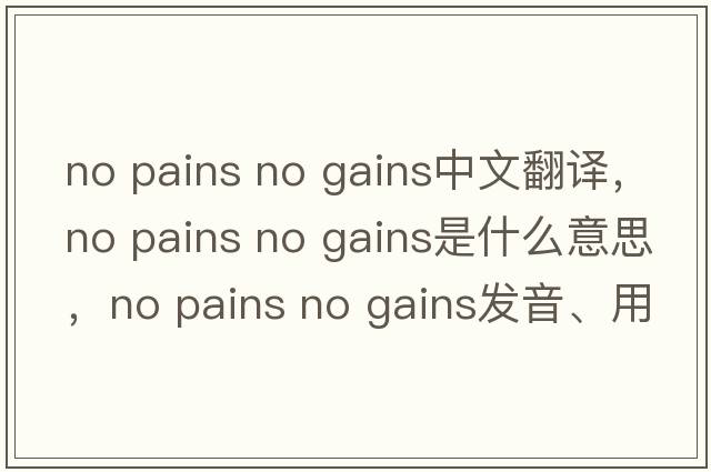 no pains no gains中文翻譯，no pains no gains是什么意思，no pains no gains發(fā)音、用法及例句