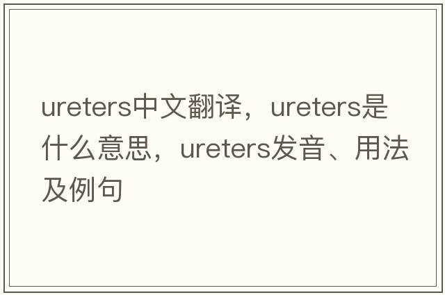Ureters中文翻譯，Ureters是什么意思，Ureters發(fā)音、用法及例句