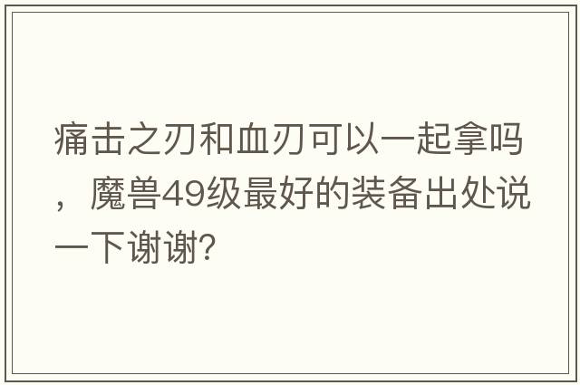 痛擊之刃和血刃可以一起拿嗎，魔獸49級最好的裝備出處說一下謝謝？
