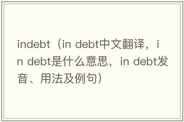 indebt（in debt中文翻譯，in debt是什么意思，in debt發(fā)音、用法及例句）
