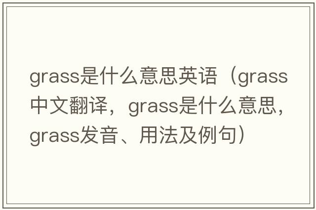 grass是什么意思英語（grass中文翻譯，grass是什么意思，grass發(fā)音、用法及例句）