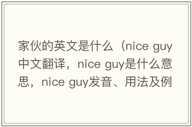 家伙的英文是什么（nice guy中文翻譯，nice guy是什么意思，nice guy發(fā)音、用法及例句）