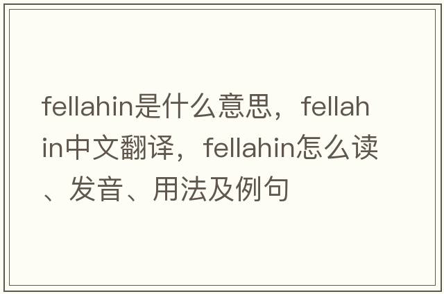 fellahin是什么意思，fellahin中文翻譯，fellahin怎么讀、發(fā)音、用法及例句