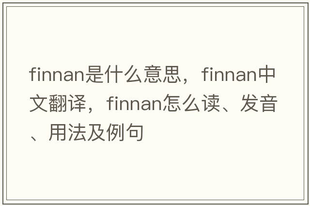 finnan是什么意思，finnan中文翻譯，finnan怎么讀、發(fā)音、用法及例句