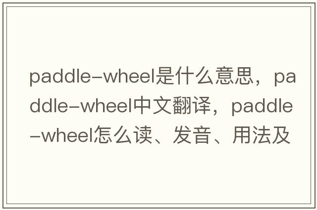 paddle-wheel是什么意思，paddle-wheel中文翻譯，paddle-wheel怎么讀、發(fā)音、用法及例句