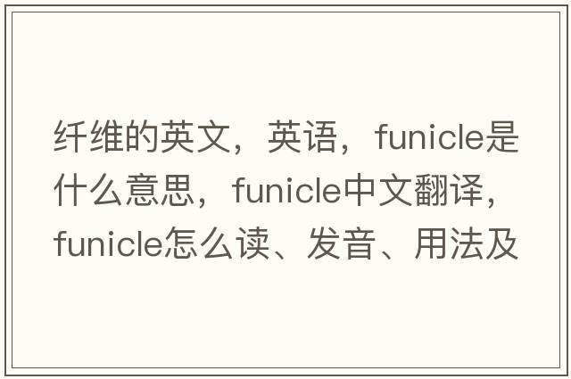 纖維的英文，英語，funicle是什么意思，funicle中文翻譯，funicle怎么讀、發(fā)音、用法及例句