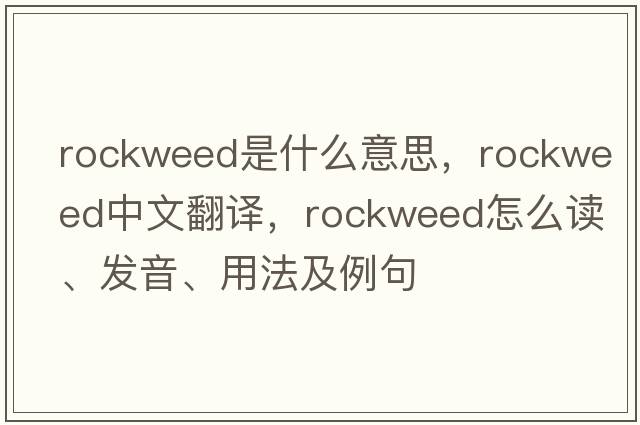 rockweed是什么意思，rockweed中文翻譯，rockweed怎么讀、發(fā)音、用法及例句