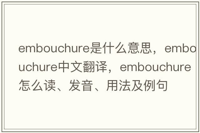 embouchure是什么意思，embouchure中文翻譯，embouchure怎么讀、發(fā)音、用法及例句