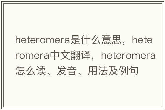 Heteromera是什么意思，Heteromera中文翻譯，Heteromera怎么讀、發(fā)音、用法及例句