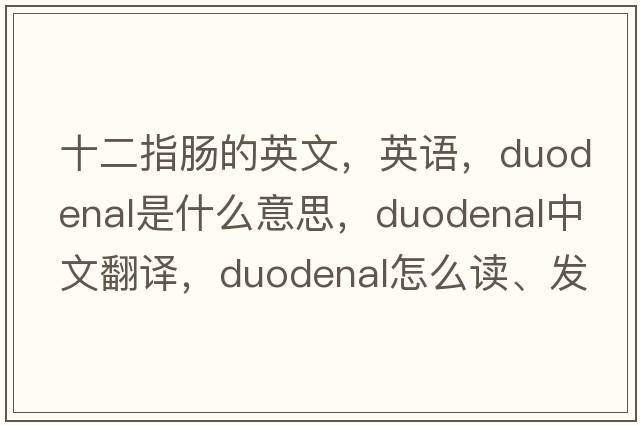 十二指腸的英文，英語，duodenal是什么意思，duodenal中文翻譯，duodenal怎么讀、發(fā)音、用法及例句