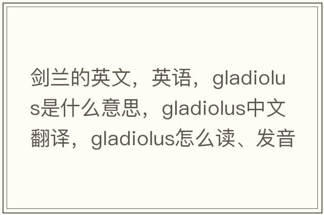 劍蘭的英文，英語，gladiolus是什么意思，gladiolus中文翻譯，gladiolus怎么讀、發(fā)音、用法及例句