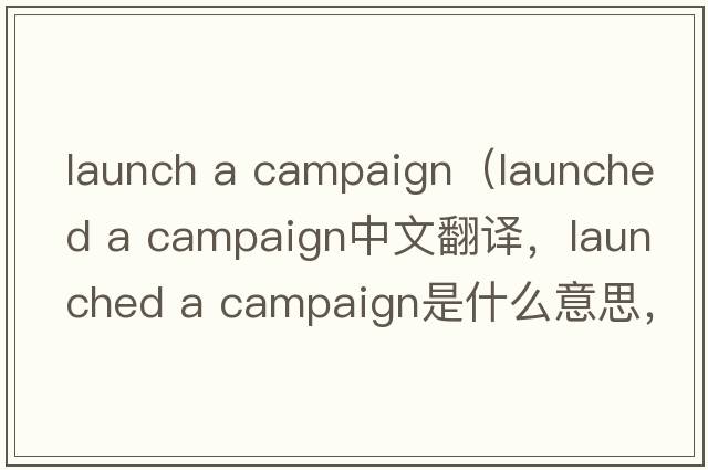 launch a campaign（launched a campaign中文翻譯，launched a campaign是什么意思，launched a campaign發(fā)音、用法及例句）