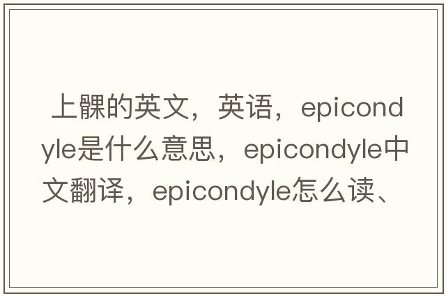  上髁的英文，英語，epicondyle是什么意思，epicondyle中文翻譯，epicondyle怎么讀、發(fā)音、用法及例句