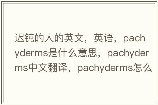 遲鈍的人的英文，英語(yǔ)，pachyderms是什么意思，pachyderms中文翻譯，pachyderms怎么讀、發(fā)音、用法及例句