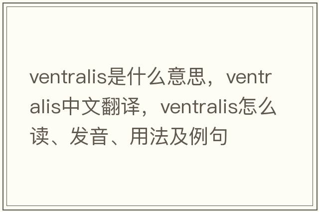 ventralis是什么意思，ventralis中文翻譯，ventralis怎么讀、發(fā)音、用法及例句
