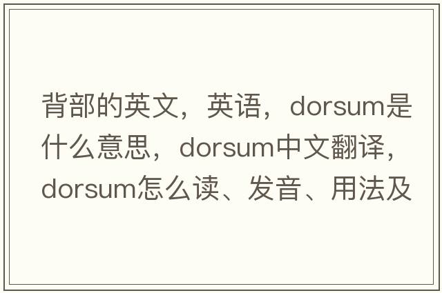 背部的英文，英語，dorsum是什么意思，dorsum中文翻譯，dorsum怎么讀、發(fā)音、用法及例句