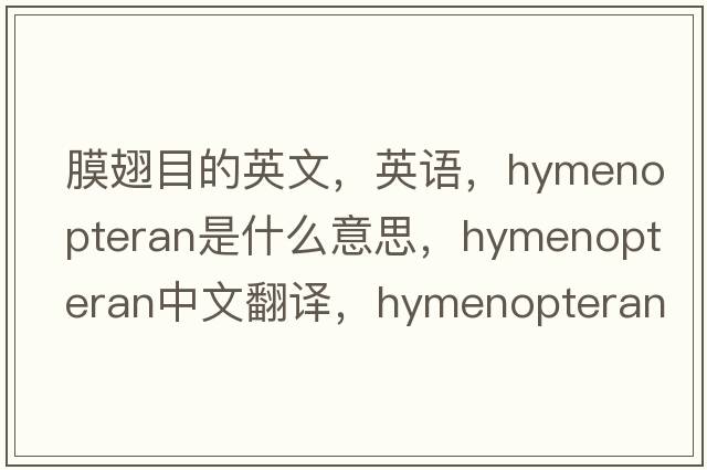 膜翅目的英文，英語，hymenopteran是什么意思，hymenopteran中文翻譯，hymenopteran怎么讀、發(fā)音、用法及例句