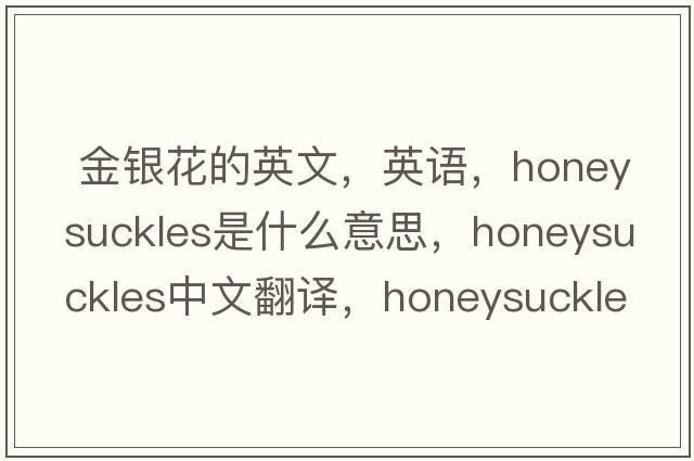  金銀花的英文，英語，honeysuckles是什么意思，honeysuckles中文翻譯，honeysuckles怎么讀、發(fā)音、用法及例句