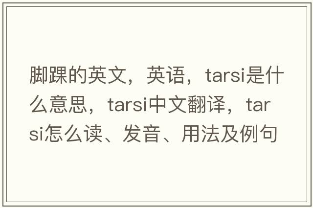 腳踝的英文，英語，tarsi是什么意思，tarsi中文翻譯，tarsi怎么讀、發(fā)音、用法及例句