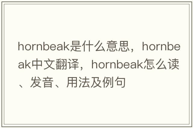 Hornbeak是什么意思，Hornbeak中文翻譯，Hornbeak怎么讀、發(fā)音、用法及例句