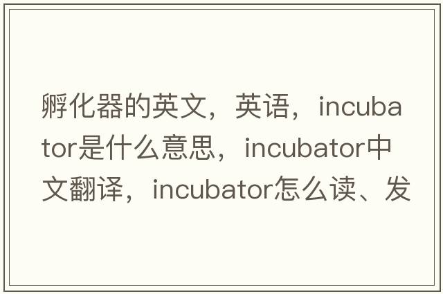孵化器的英文，英語，incubator是什么意思，incubator中文翻譯，incubator怎么讀、發(fā)音、用法及例句