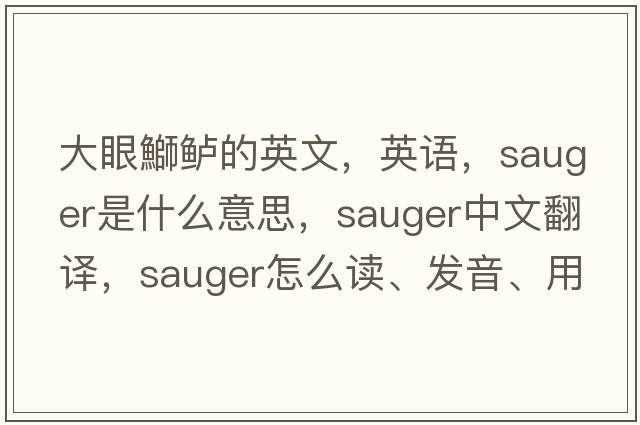 大眼鰤鱸的英文，英語，sauger是什么意思，sauger中文翻譯，sauger怎么讀、發(fā)音、用法及例句