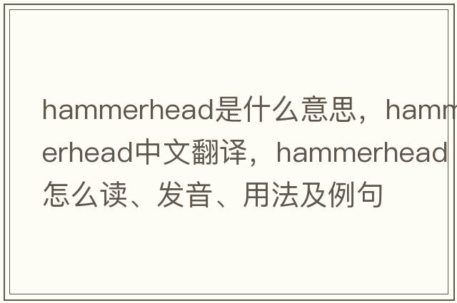 hammerhead是什么意思，hammerhead中文翻譯，hammerhead怎么讀、發(fā)音、用法及例句