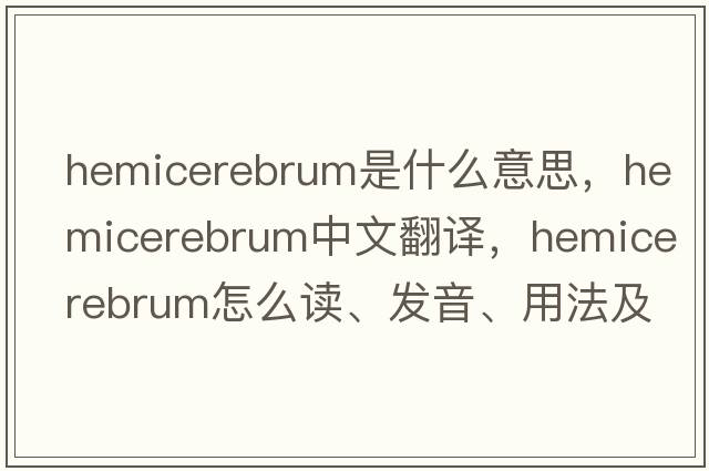 hemicerebrum是什么意思，hemicerebrum中文翻譯，hemicerebrum怎么讀、發(fā)音、用法及例句
