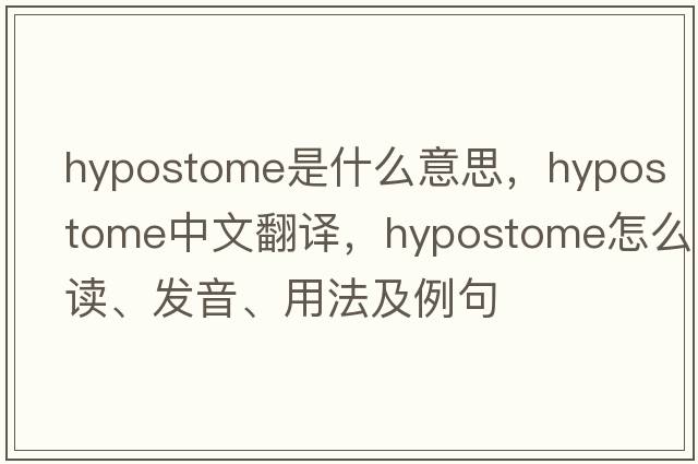hypostome是什么意思，hypostome中文翻譯，hypostome怎么讀、發(fā)音、用法及例句