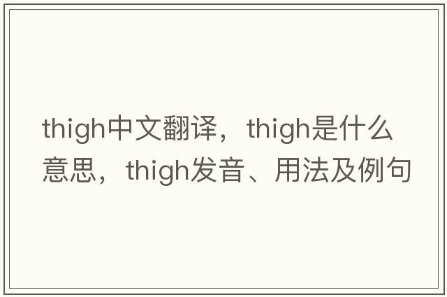 thigh中文翻譯，thigh是什么意思，thigh發(fā)音、用法及例句