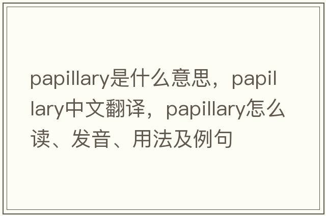 papillary是什么意思，papillary中文翻譯，papillary怎么讀、發(fā)音、用法及例句