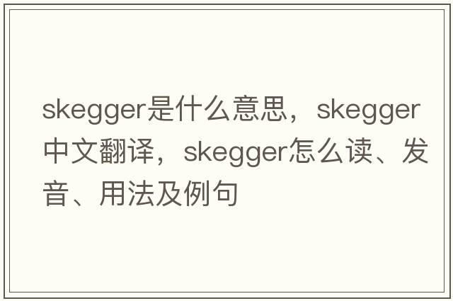 skegger是什么意思，skegger中文翻譯，skegger怎么讀、發(fā)音、用法及例句