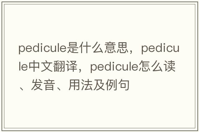 pedicule是什么意思，pedicule中文翻譯，pedicule怎么讀、發(fā)音、用法及例句