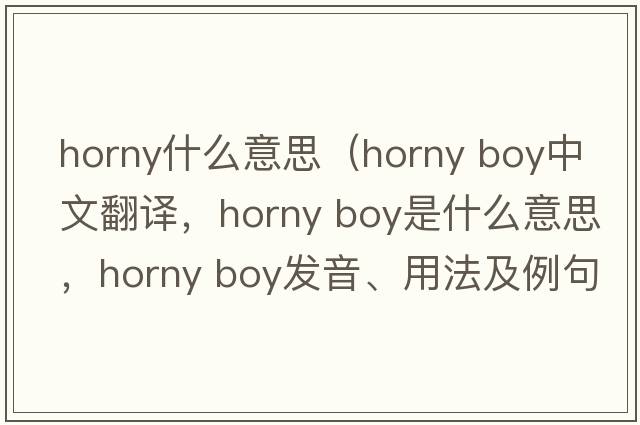 horny什么意思（horny boy中文翻譯，horny boy是什么意思，horny boy發(fā)音、用法及例句）