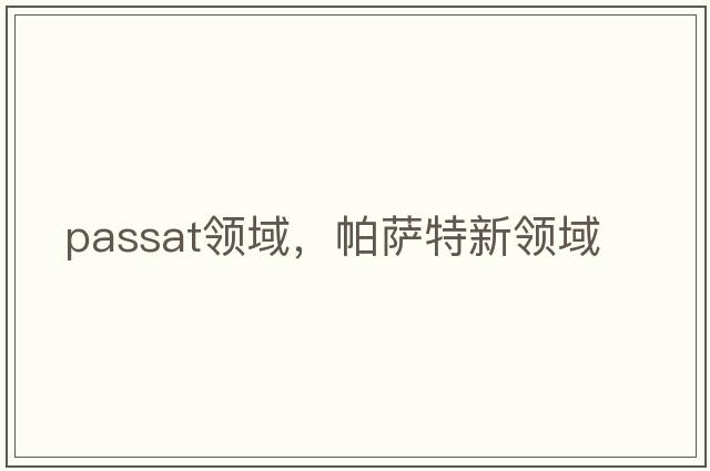 passat領域，帕薩特新領域