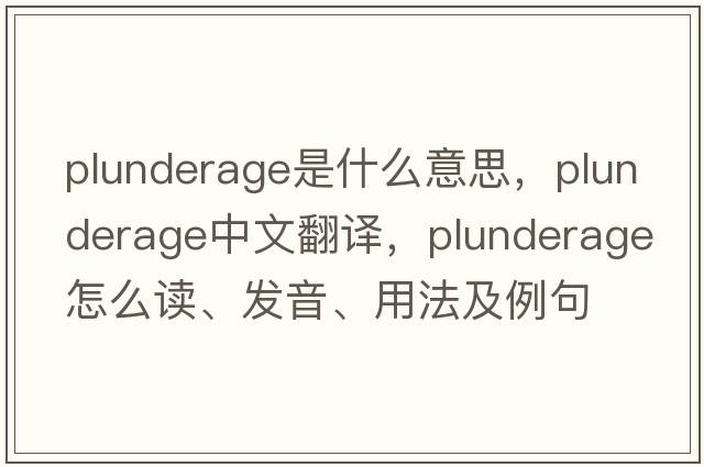 plunderage是什么意思，plunderage中文翻譯，plunderage怎么讀、發(fā)音、用法及例句